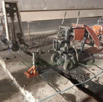 Concrete drilling rig positioned on a worksite